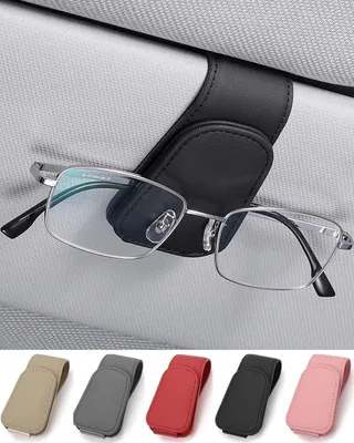 Zdjęcie produktu dla Uchwyt na okulary samochodowa osłona przeciwsłoneczna skórzana czarna 9,5 CM * 4,5 CM