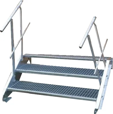 Produktbild von Stahltreppe 3 Stufen-Breite 70cm Variable-Höhe 40-60cm beidseit. Geländer