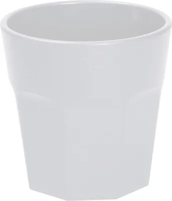 Produktbild von Strapazierfähiges weißes Kunststoff Schnapsglas mit 0,25 Liter Prägung