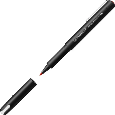 Produktbild von STABILO dr!ver, Rot, Medium, Schwarz, Tinte auf Wasserbasis, 0,8 mm, Metall