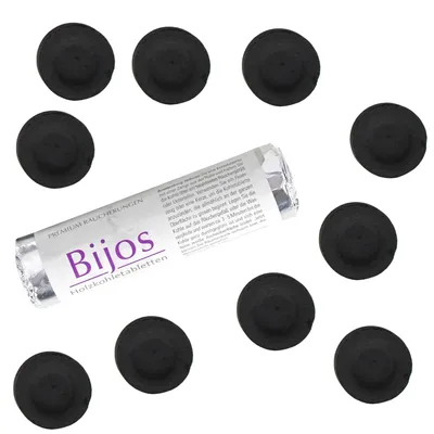 Productafbeelding van Bijos houtskooltabletten 33 mm, rookhoutskool van bamboe, snel aanstekende, hoogwaardige rookhoutskool