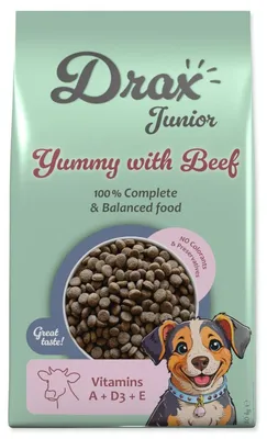 Imagen del producto de Alimento para cachorros Drax Junior, sabor a ternera, 10 kg