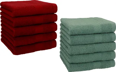 Produktbild von Betz 10 Stück Seiftücher 30x30 cm PREMIUM 100% Baumwolle  Farbe: rubinrot und tannengrün