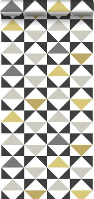 Obrázek produktu pro ESTAhome tapeta grafické trojúhelníky bílá, černá, šedá a okrově žlutá - 139095 - 0,53 x 10,05 m