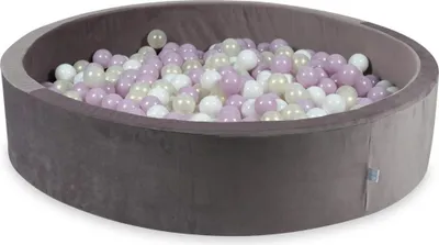 Image de Piscine à balles 600 pièces 130x30 velours violet : blanc, rose clair, nacré, opalescent