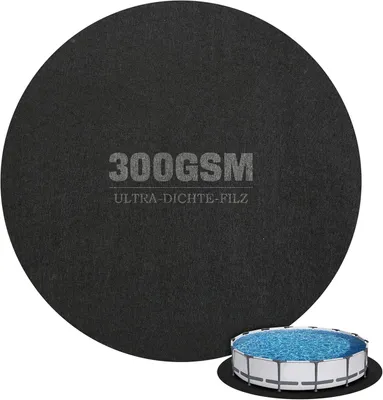 Produktbild von Bodenplane für Pools und Schwimmbecken, runde Matte mit 370 cm Durchmesser, faltbare Unterlage, UV-beständig und reißfest, Bodenschutz für Outdoor-Whirlpools und Swimmingpools