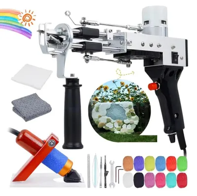 Immagine prodotto di Set pistola per tufting - Pistola elettrica per tufting 2 in 1 - Macchina per tufting tappeti con altezza del pelo 9–21 mm - 2400–3000 giri/min - 5–40 punti/sec - Alimentazione a rete - Nero