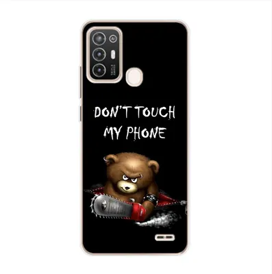 Produktbild von König Design Hülle kompatibel mit ZTE Blade A52 Kunststoff Soft Handyhülle - Handy Case Dont Touch My Phone Bär Schwarz