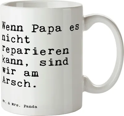 Produktbild von Mr. & Mrs. Panda Tasse Wenn Papa es nicht... - Weiß - Geschenk, Vater, Spruch Geschenke, Mann, Keramiktasse, Pott, Becher, Vatertag, Trinkbecher, Teetasse