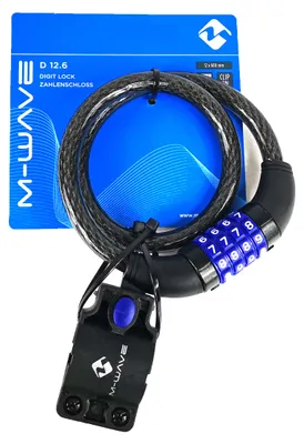 Produktbild von M-WAVE Kombinations-Kabelschloss D 12.6, L=600mm Ø=12mm, schwarz