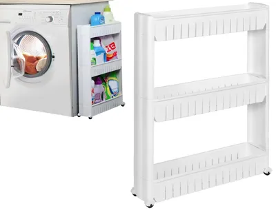 Produktbild von Best For Home Mobiler Schrank auf Rollen – Kompakter Rollcontainer mit 3 Ablageflächen, Flexibler Aufbewahrungsschrank für Bad, Küche & Haushalt