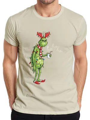 Zdjęcie produktu dla ho ho ho Grumpy Grinch Boże Narodzenie śmieszne bajkowe światła rogi renifera męska koszulka, natura, L