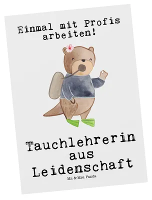 Produktbild von Mr. & Mrs. Panda Postkarte Tauchlehrerin Leidenschaft - Weiß - Geschenk, Ansichtskarten, Ansichtskarte, bildkarte, Grußkarte, Postkarten