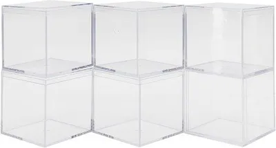 Productafbeelding van Transparante acryl opbergkist - Transparante plastic kubus - Ideaal voor bruiloften en cadeaus - Set van 6 - Georganiseerd - Transparant