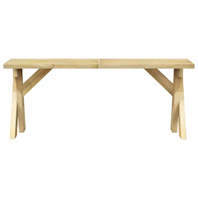 A wooden bench is shown against a white background.