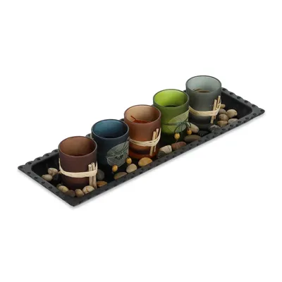 Produktbild von relaxdays Bunte Teelichthalter mit Tablett