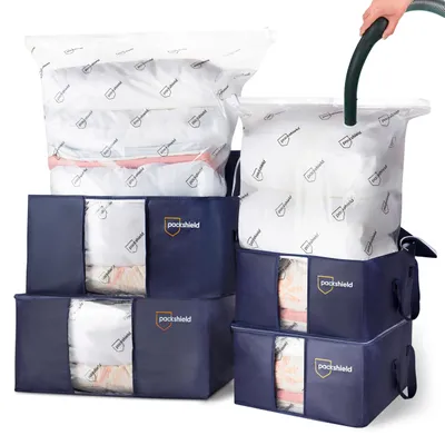 Vakuumbeutel-Set 4 Boxen + 4 Beutel – platzsparend, staubdicht