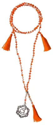 Produktbild von Chakra Mala "Swadistanam Chakra" Glasperlen,Metall() orange/ weiß 48cm