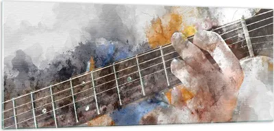 Produktbild von Bilder auf glas - Gitarre Musik - 100x40cm - Glasbilder - Wandbilder - Kunstdruck - zum Aufhängen bereit - Wanddekoration aus Glas - Glas Bilder - Wandbild auf Glas - Einteilig - GAB100x40-3448