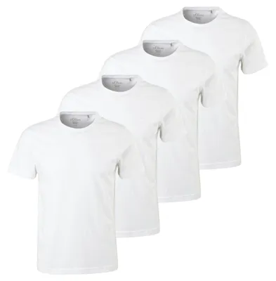 Produktbild von s.Oliver Herren T-Shirt, 4er Pack - Basic, Rundhals, Baumwolle, einfarbig Weiß M