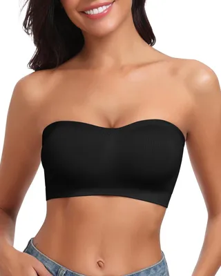 Imagen del producto de Sujetador tipo bandeau con soporte y tirantes transparentes