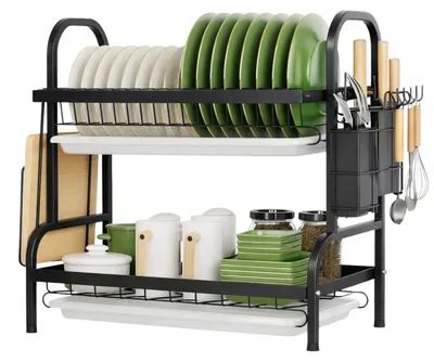 Produktbild von Küchenorganizer 42 cm – Zweistöckiger Geschirrtrockenständer