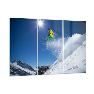 Produktbild von Bilder auf glas - Ski Winter Schnee Berg - 165x110cm - Glasbilder - Wandbilder - Kunstdruck - zum Aufhängen bereit - Wanddekoration aus Glas - Glas Bilder - Wandbild auf Glas - GCE165x110-2856