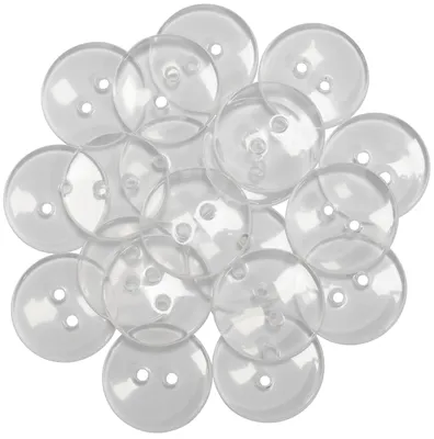 20 runde Nähknöpfe, transparent, Ø20 mm, 2 Löcher, L32