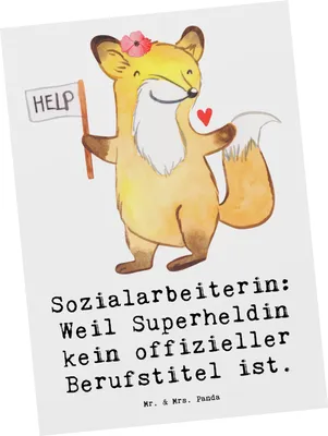 Produktbild von Mr. & Mrs. Panda Postkarte Sozialarbeiterin Heldin - Weiß - Geschenk, Berufsgestaltung, Postkarten, Beratung, Geduld, Beruf, kreative Geschenke, Grußkarte, Empathie