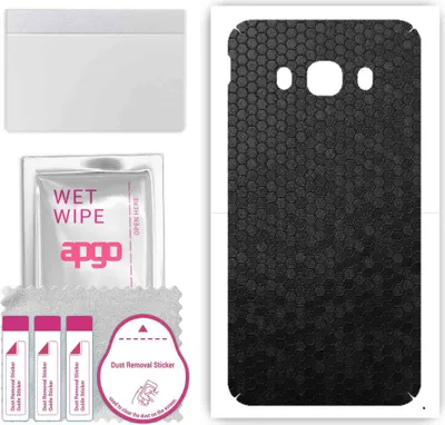 Produktbild von apgo Rückseite Schutzfolie, Skin, kompatibel mit Samsung Galaxy J5 (2016), Hinten Displayschutzfolie aus Vinylfolie, kratzfest, einfache Montage - Schwarze Honigwabe