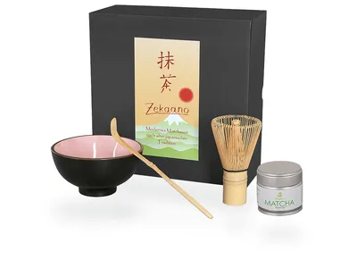 Produktbild von Matcha Set / Matchaset / Matcha Schale 250ml rosa mit Besen/Löffel/Tee in Geschenkbox