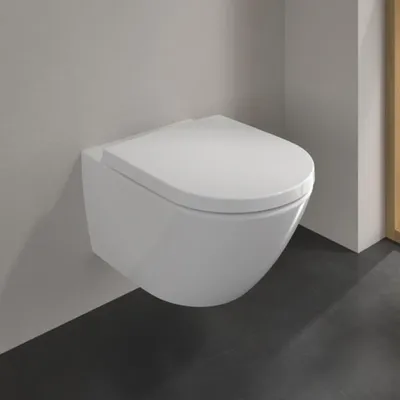 Zdjęcie produktu dla Villeroy & Boch Combi-Pack Subway 3.0 4670TS, 370 x 560 x 360 mm, owalna, wisząca, odpływ poziomy, z TwistFlush, biały Alpin CeramicPlus