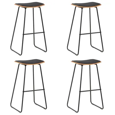 Image de Tabourets de bar lot de 4 noir similicuir