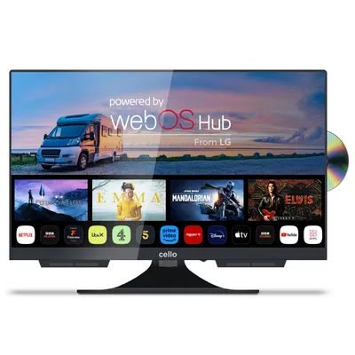 Produktbild von Cello 19″ Smart Camping LED TV mit DVD Player, webOS, Triple Tuner, Pitch Perfect Sound, 12V/24V/230V Multispannung – ideal für Wohnmobil & Wohnwagen