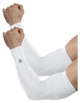 Obrázok produktu pre Chladiace návleky na rukávy s UV ochranou, 1 pár, biela farba, unisex, vhodné na cyklistiku, beh a golf