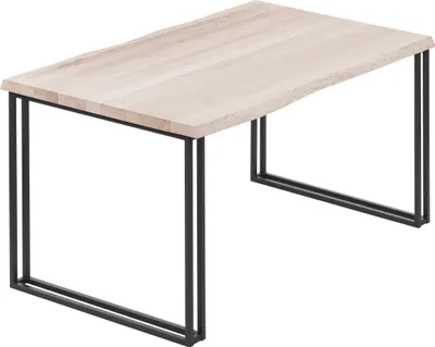 Produktbild von LAMO Manufaktur Esstisch Küchentisch Schreibtisch Couchtisch aus Massivholz, mit Baumkante 100x80x76 cm (AxBxH), Frame, Roh / Schwarz, LUB-01-A-001-9005Fr