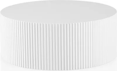 Zdjęcie produktu dla Stolik kawowy SalesFever Ø 90 cm| okrągły | MDF lakierowany matowo | struktura rowkowa | szer. 90 x gł. 90 x wys. 35 cm | naturalny biały