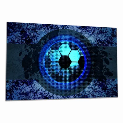 Produktbild von Wallario Herdabdeckplatte aus Glas, Größe 80 x 52 cm 1-teilig, Motiv Fußball Design - Abstraktes Muster in blau