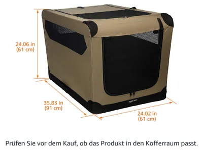 Zdjęcie produktu dla AmazonBasics Składane legowisko dla psa i kota z 2 drzwiami w kolorze brązowym