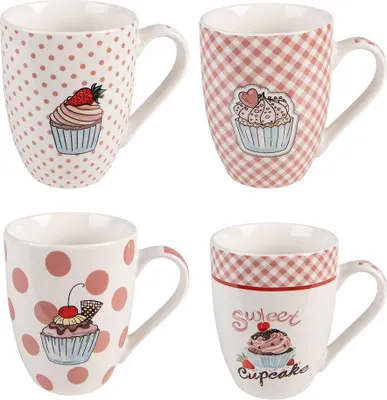Produktbild von Clayre & Eef Tasse 4er Set 300 ml Rosa Porzellan