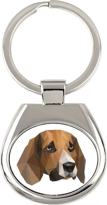 Zdjęcie produktu dla Beagle – breloczek geometryczny z zdjęciem i napisem "Art-Dog"