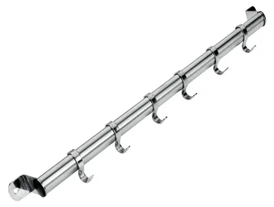 Hängeschiene mit 6 Haken, Edelstahl, 38 cm, silber