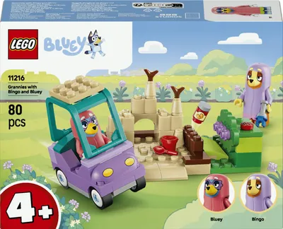 Productafbeelding van LEGO Bluey Oma met Bingo en Bluey - Educatief speelgoed met auto, 2 minifiguren en tuin - Montessori set - Cadeau voor meisjes en jongens vanaf 4 jaar - 11216