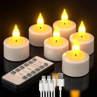 Immagine prodotto di Ghirlande luminose a LED a batteria - Ghirlande luminose a LED - Ghirlande luminose a LED ricaricabili - Set di candeline - Bianco