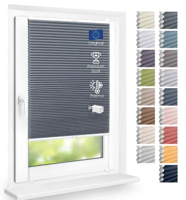Produktbild von Thermo Wabenplissee Hitzeschutz, ohne Bohren, Blaugrau, 75x210
