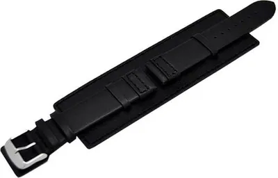 Produktbild von Uhrenarmband mit Unterlage 20mm schwarz Kalbleder Bern