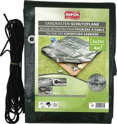 Produktbild von JUFOL Schutzplane Sandkasten 2x2 m dreilagig wasserdicht reißfest inkl. Seil