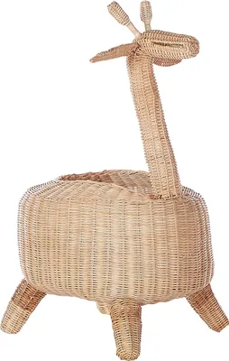 Produktbild von BELIANI Aufbewahrungskorb Natur aus Rattan Giraffe Form 70 cm Boho Stil Geflochten Spielzeugkorb für Kinderzimmer