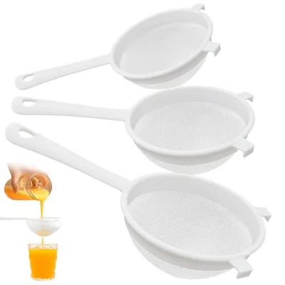 Feinsieb-Set, 3 Stück, Kunststoff, 8/10/14 cm, weiß