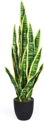 Obrázek produktu pro Umělá rostlina Sansevieria, umělá hadí rostlina 90 cm, pokojová rostlina s robustním květináčem a 20 listy, rostlina pro domácí zahradní kancelářské dekorace (světle zelená)